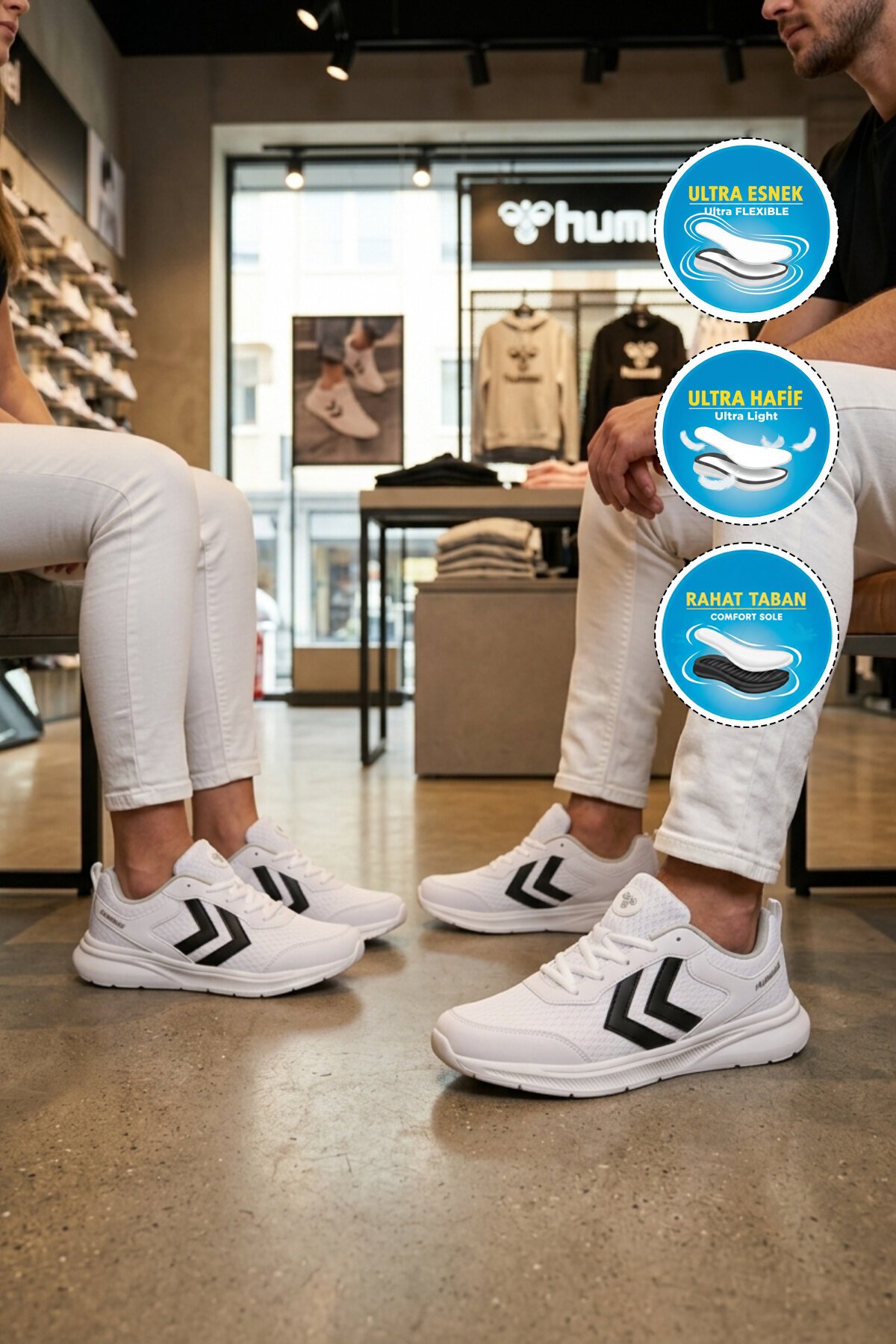Beyaz-Siyah Unisex Rahat Taban Spor Ayakkabı 900887 Hml  II