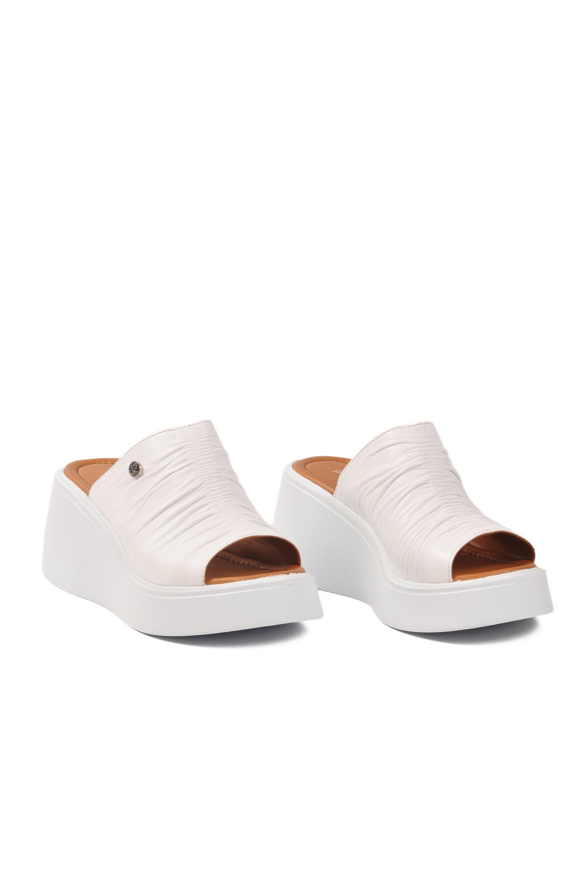 Beyaz Topuklu Kadın Terlik PC-54610 Z