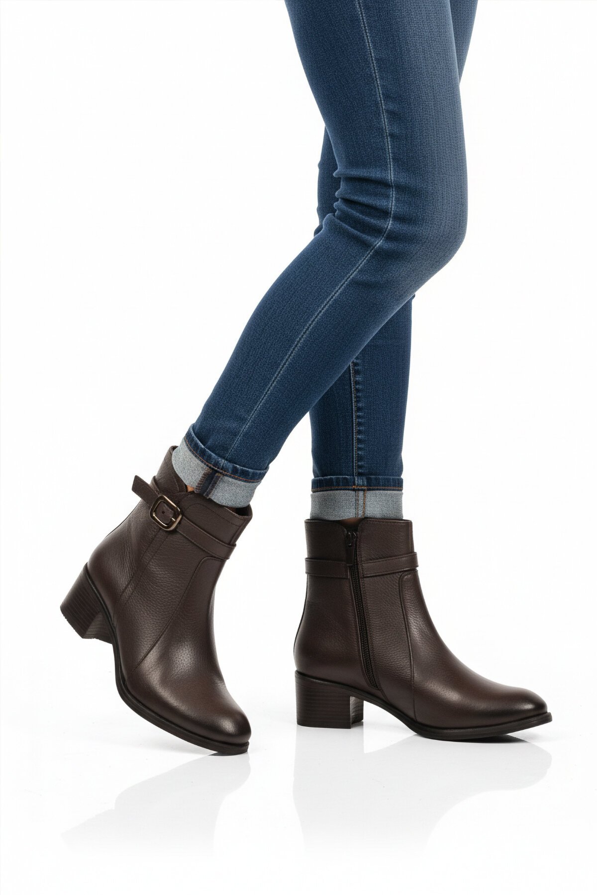 Kahve Hakiki Deri Kadın Bot Premium 24113-1 Z