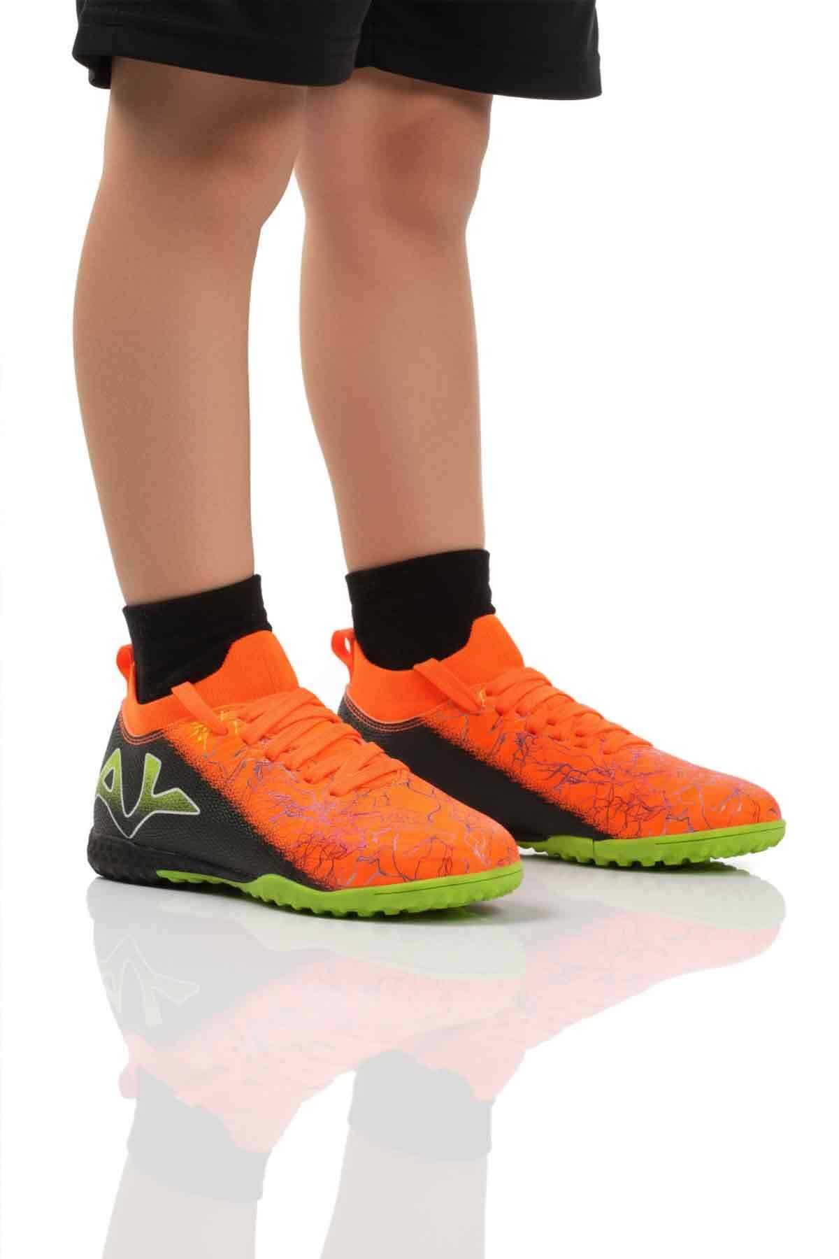 Neon Turuncu-Siyah Çocuk Halı Saha Ayakkabısı FH-252-153 F