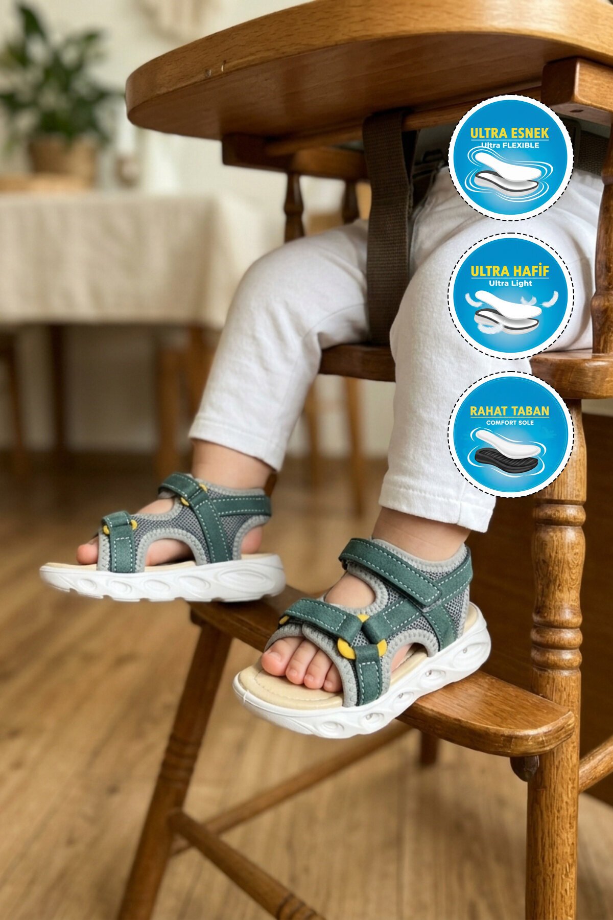 Petrol Hafif ComfortSole Taban Çocuk Sandalet Sage B