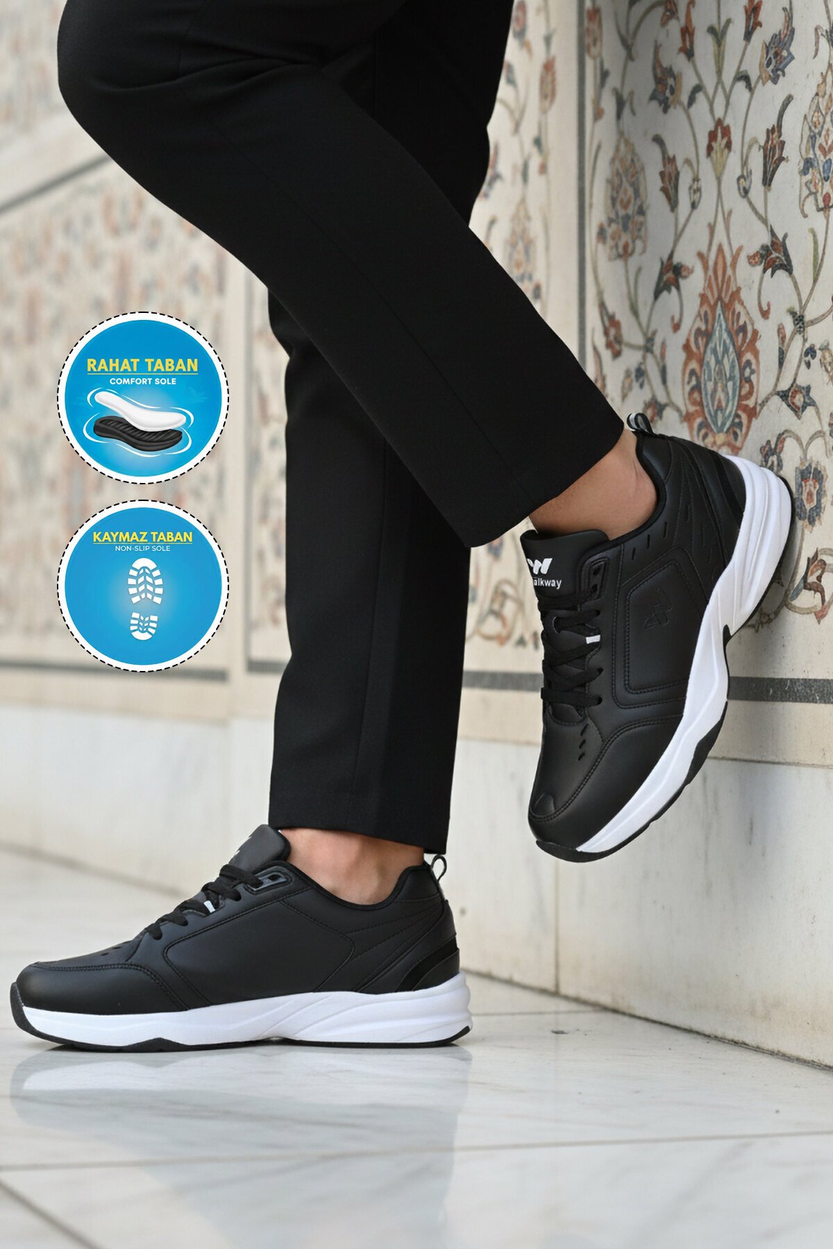 Siyah-Beyaz Comfort Taban Erkek Spor Ayakkabı 2041 M