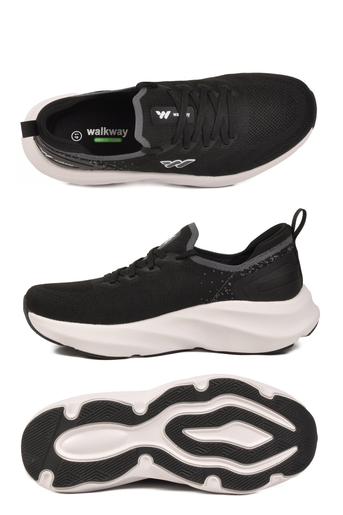 Siyah Beyaz Hafif Memory Foam Yumuşak Taban Erkek Spor Ayakkabı B25RA299 M