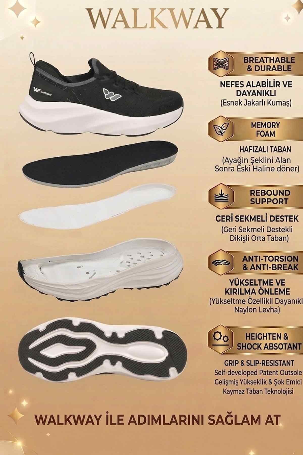 Siyah Beyaz Hafif Memory Foam Yumuşak Taban Erkek Spor Ayakkabı B25RA299 M