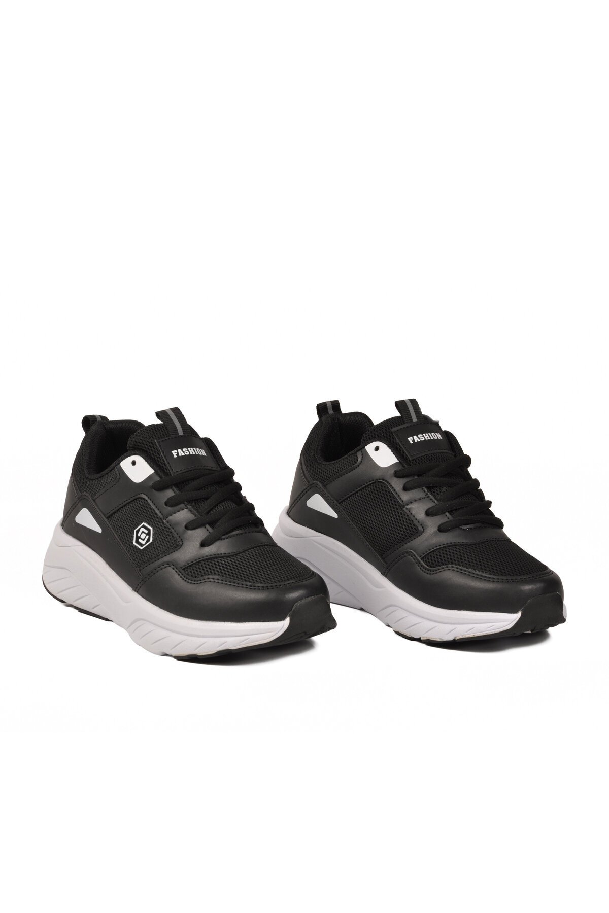 Siyah-Beyaz Yüksek Tabanlı Hafif Unisex Spor Ayakkabı 2105 Z