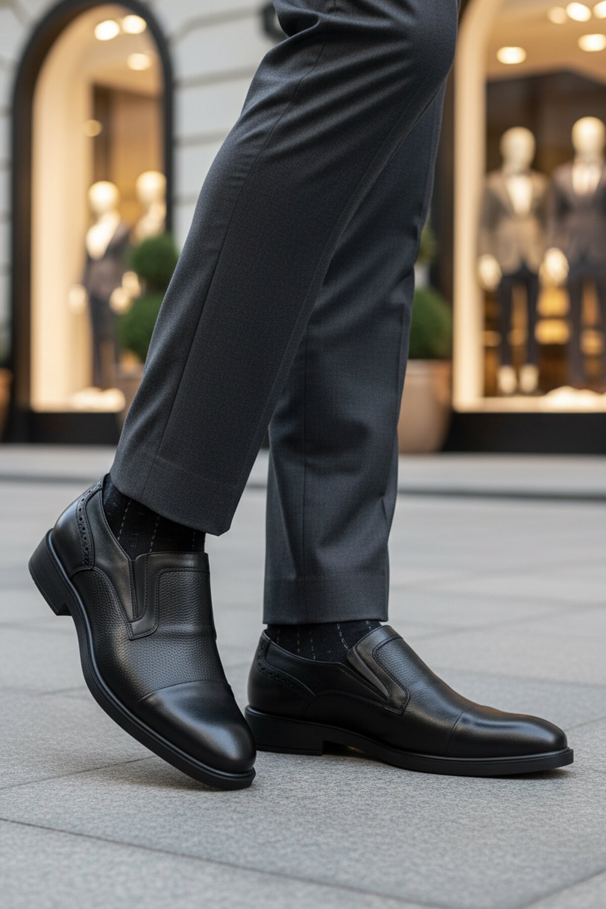 Siyah Hakiki Deri Erkek Günlük Ayakkabı 022 M