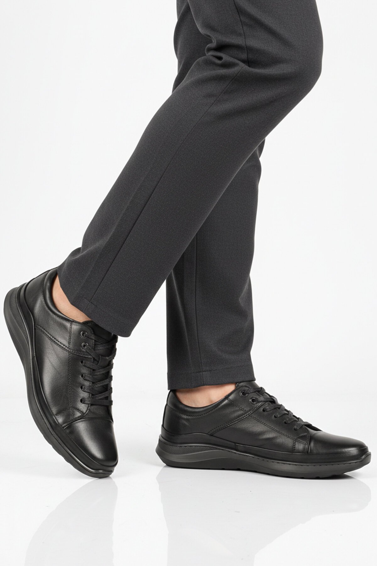 Siyah Hakiki Deri Erkek Günlük Ayakkabı Marcorossi 152-22585 M