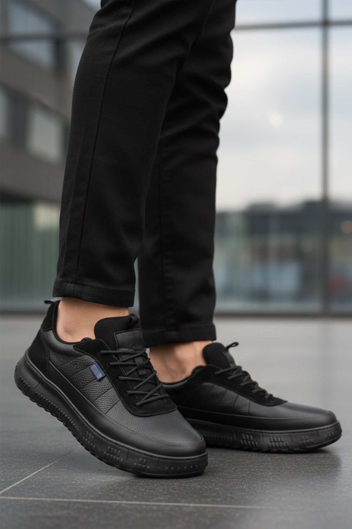 Siyah Hakiki Deri Memory Foarm Erkek Günlük Ayakkabı 152-22487 M