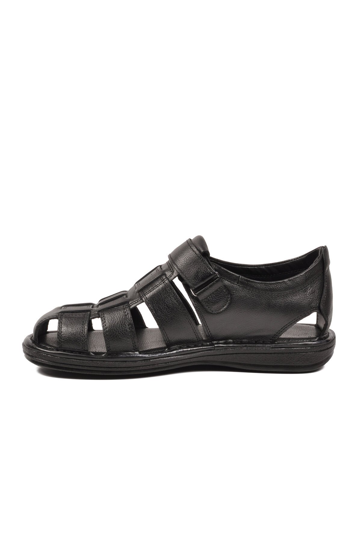 Siyah Hakiki Deri ComfortSole Taban Erkek Sandalet 8520 M