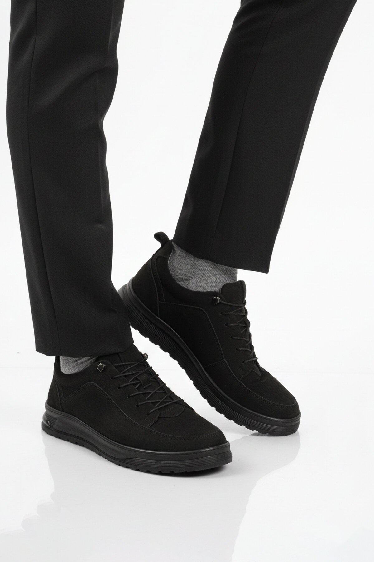 Siyah Nubuk Hakiki Deri Erkek Günlük Ayakkabı 138 M