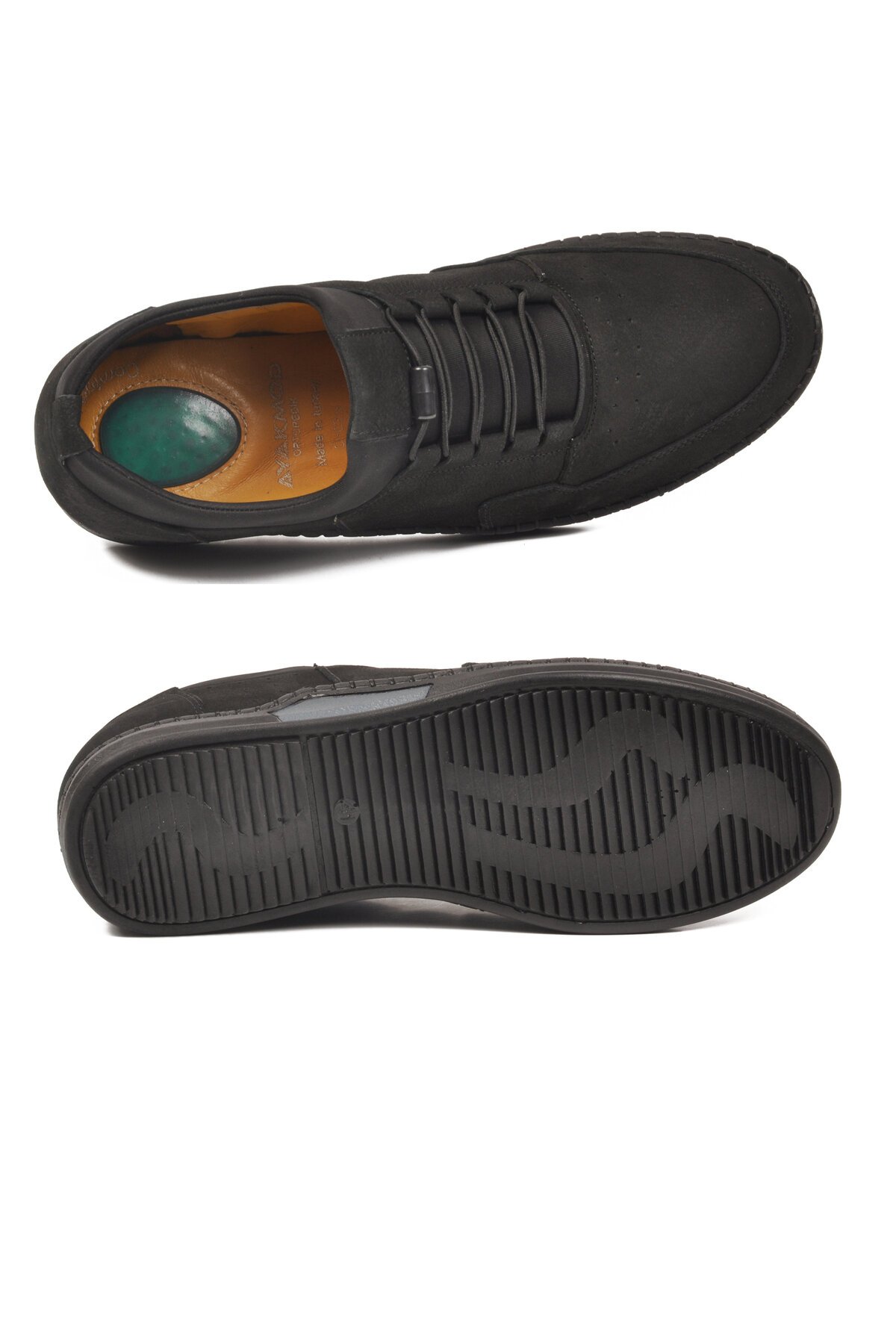 Siyah Nubuk Hakiki Deri Jel Tabanlı Erkek Günlük Ayakkabı Premium 418 M