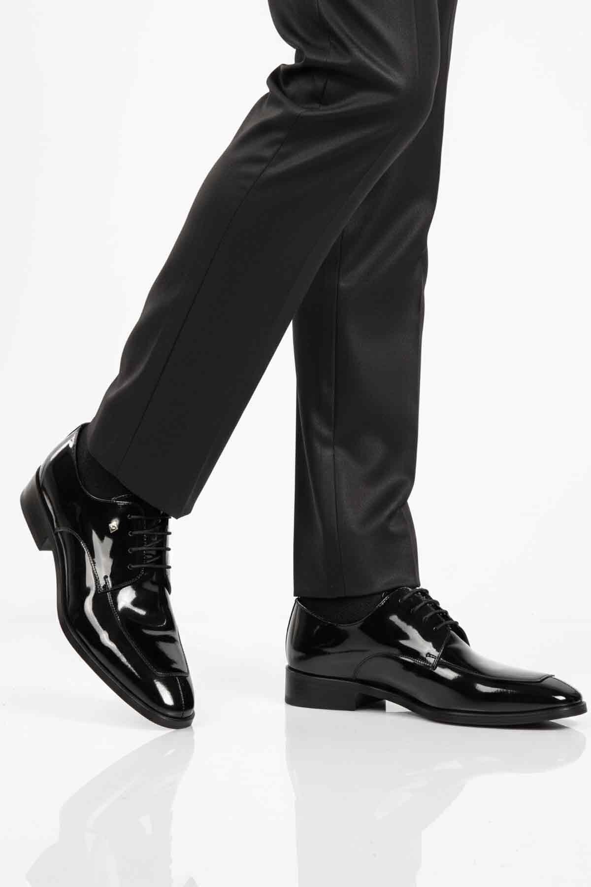 Siyah Rugan Hakiki Deri Erkek Klasik Ayakkabı Fosco 3265 M