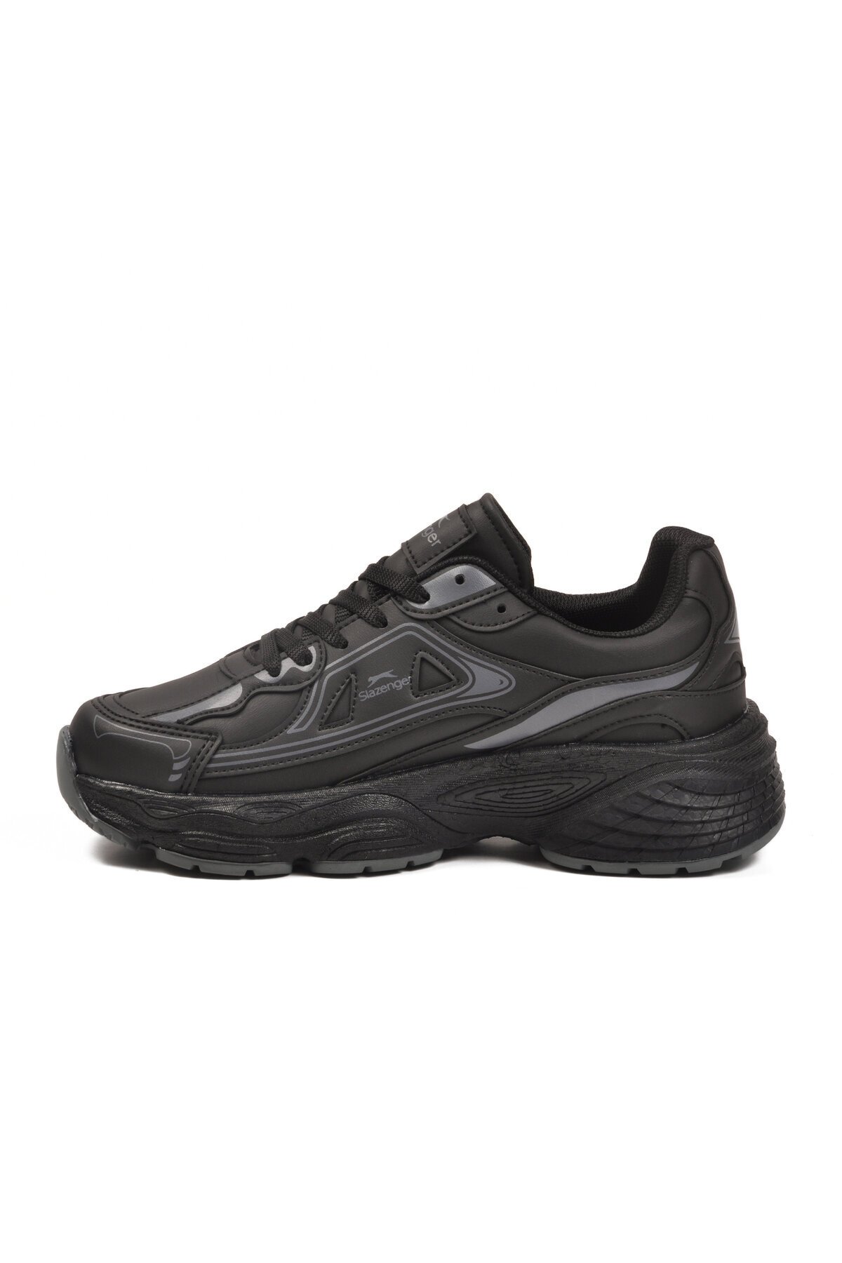 Siyah-Siyah Suni Deri Unisex Spor Ayakkabı Zafira G