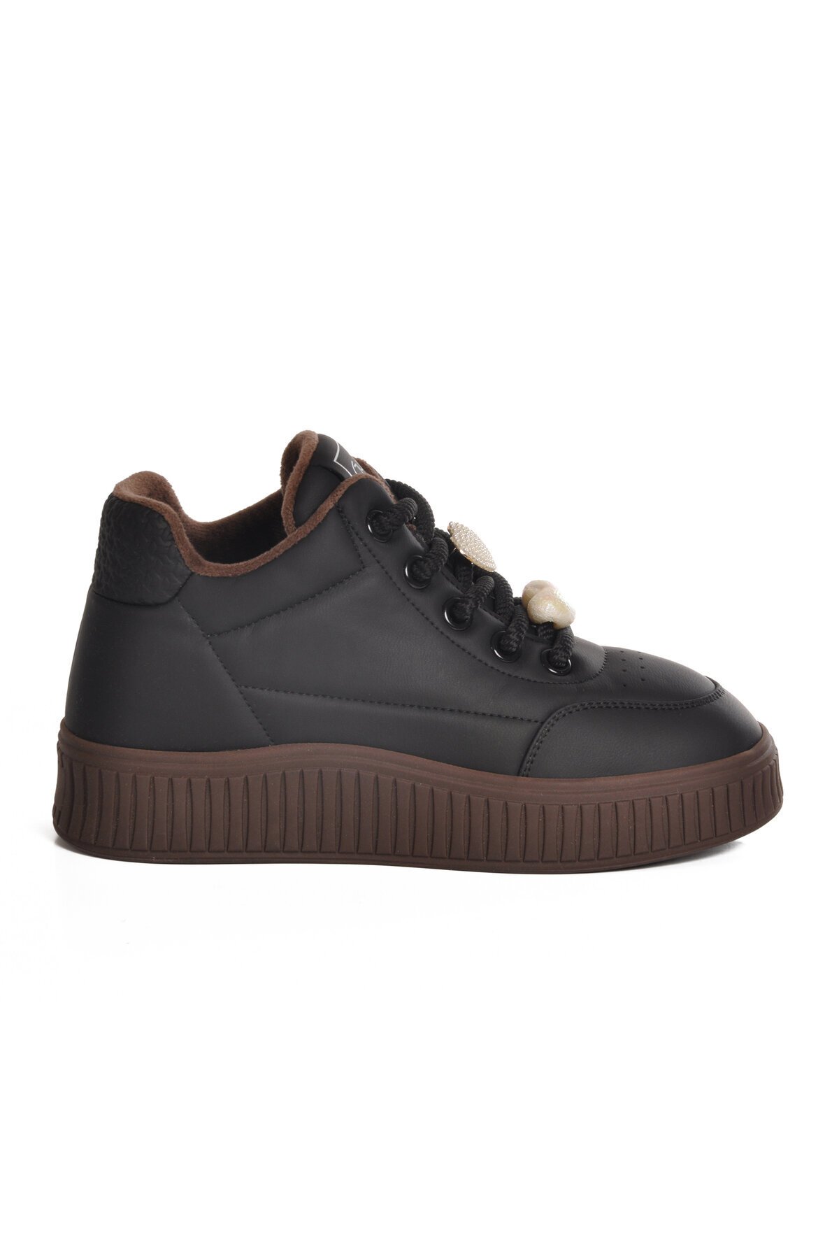 Siyah Suni Deri Kadın Sneaker 25K419-1 Z