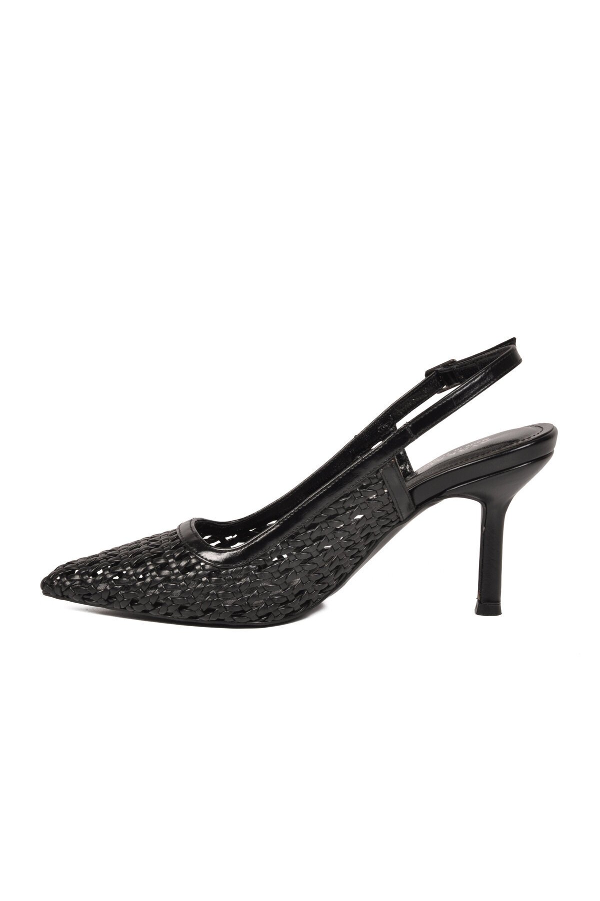 Siyah Nefes Alan Örgü Dokulu Slingback Kadın Topuklu Ayakkabı 658248 Z