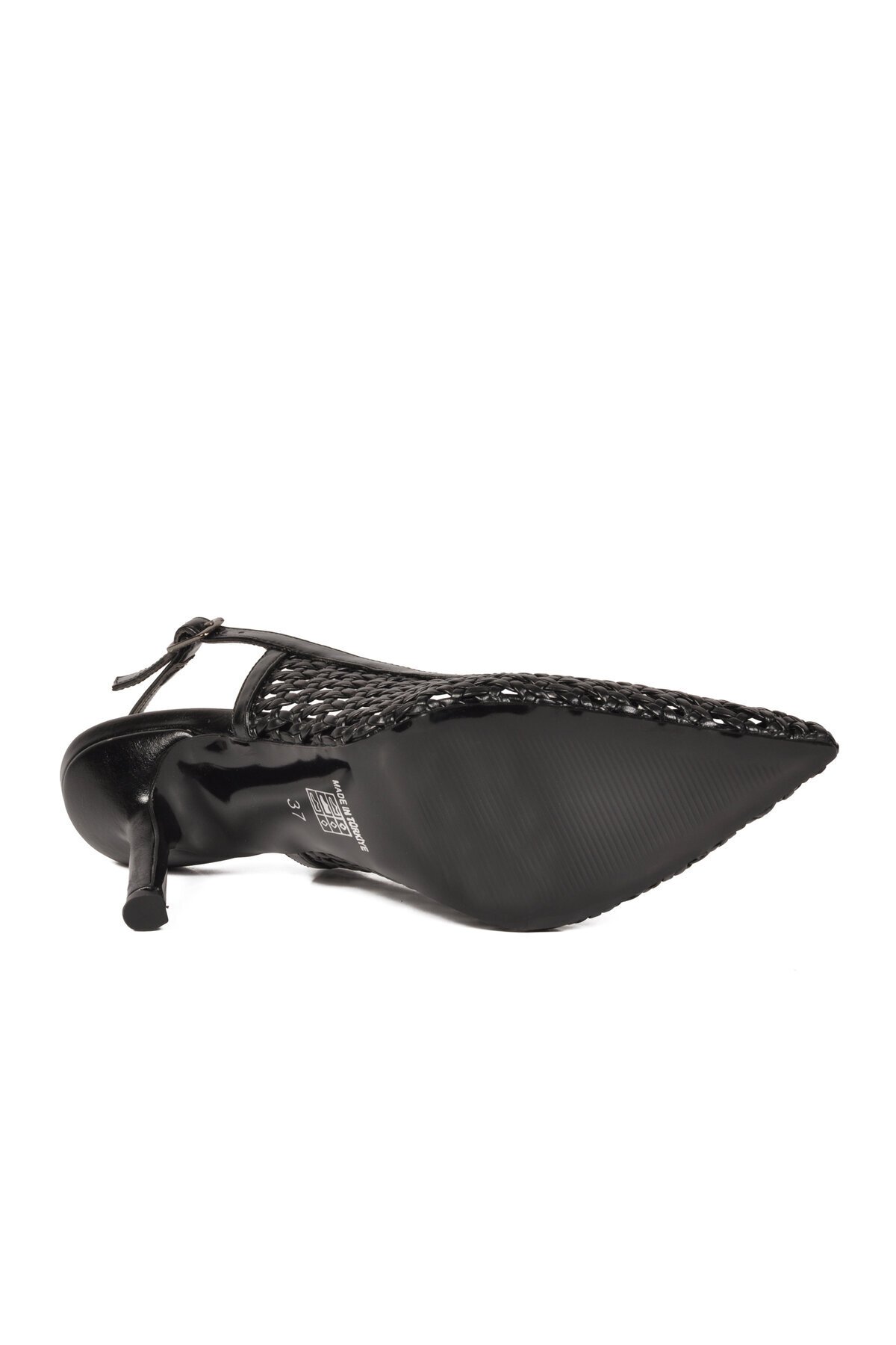 Siyah Nefes Alan Örgü Dokulu Slingback Kadın Topuklu Ayakkabı 658248 Z