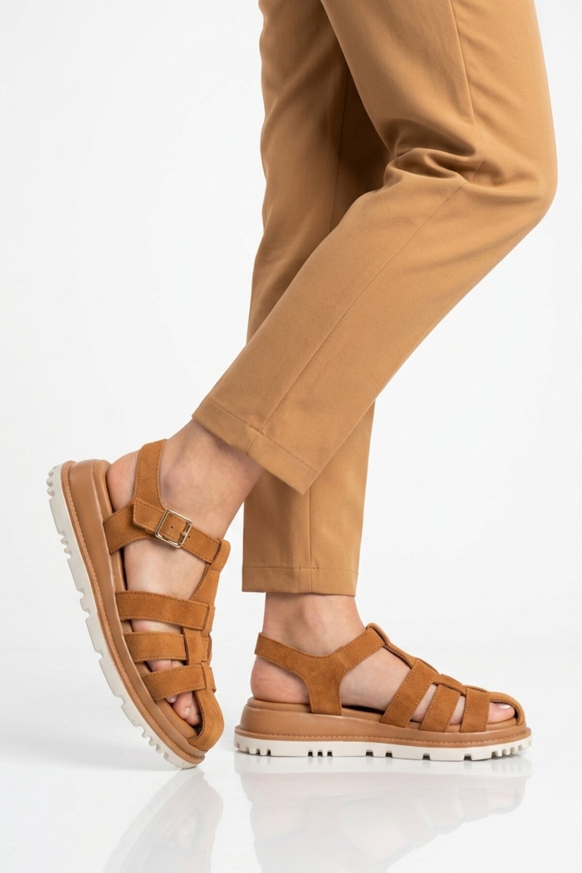 Taba Süet Hakiki Deri Comfort Taban Kadın Sandalet Z796 Z