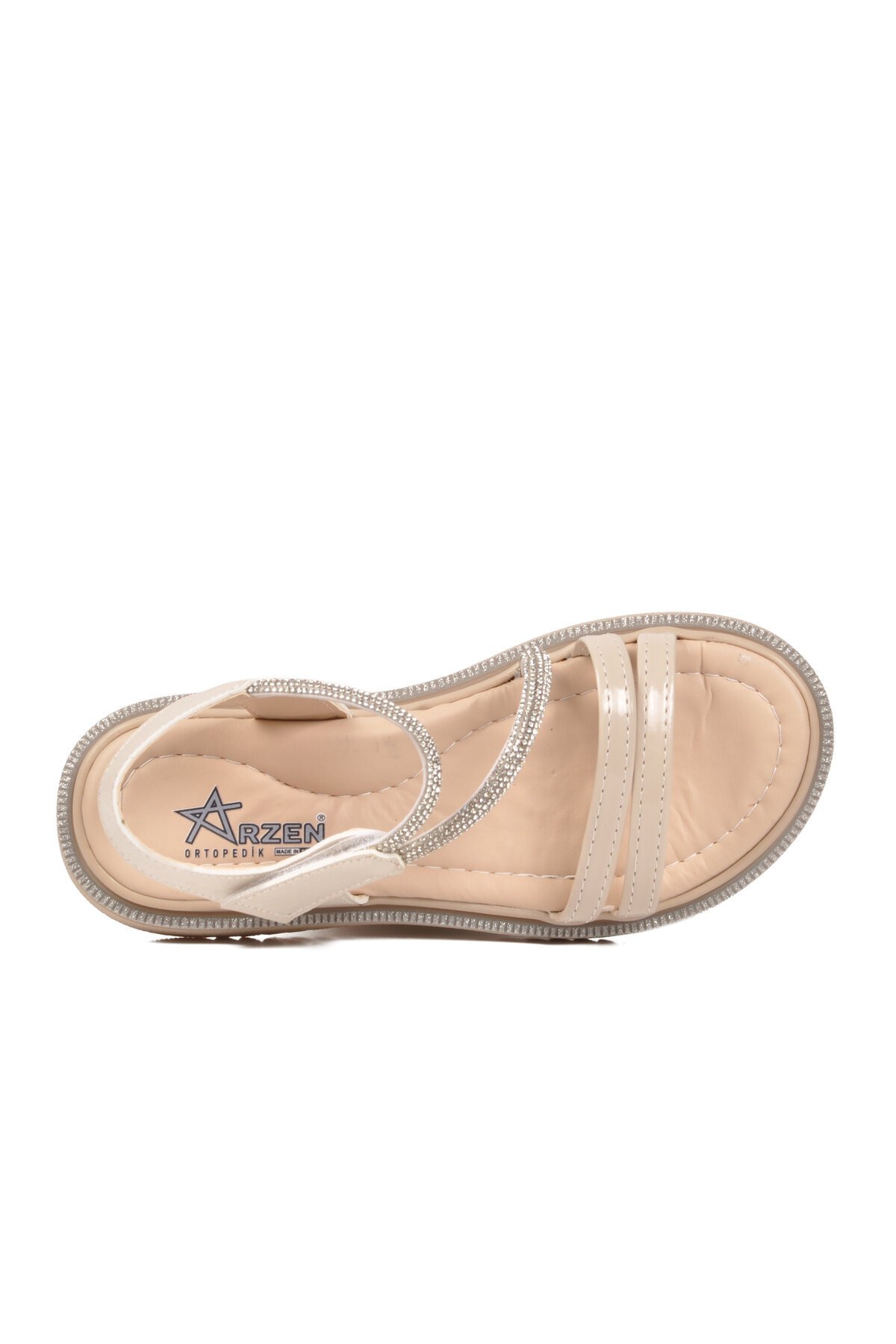 Sedef Ortopedik Taşlı Cırtlı Kız Çocuk Sandalet