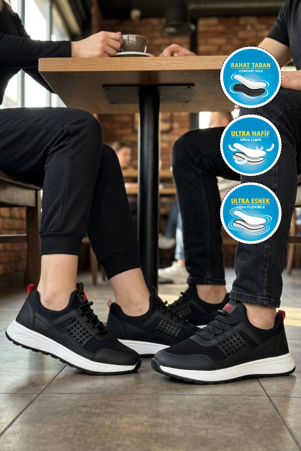 Siyah-Beyaz Hava Alabilen Tekstil Esnek Unisex Spor Ayakkabı 9060 G