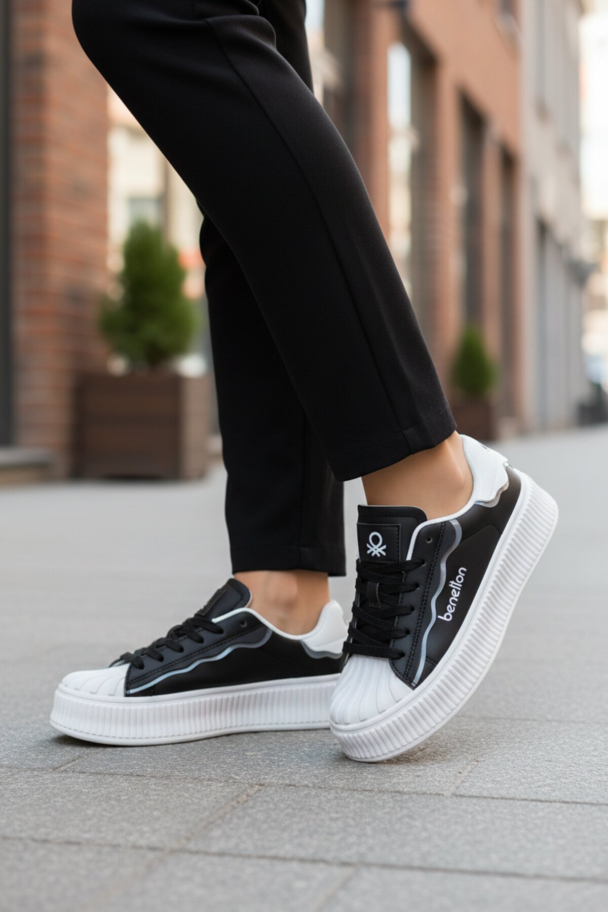 Siyah-Beyaz Unisex Spor Ayakkabı BNI-12152 G
