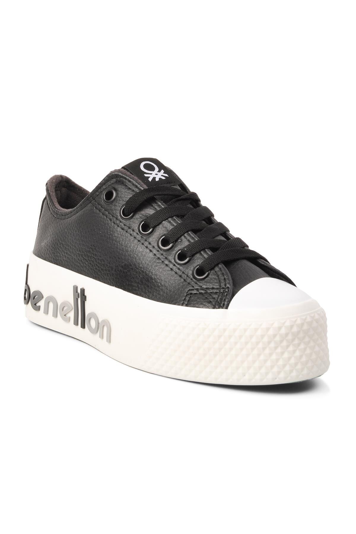 Kadın Siyah Platform Sneaker Bağcıklı Kalın Taban Günlük Casual Spor Ayakkabı