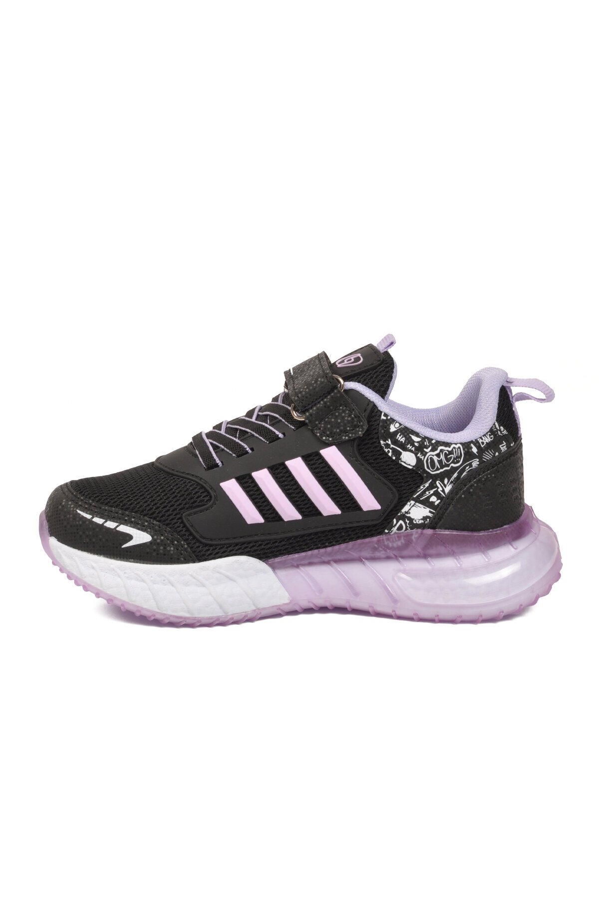 Siyah-Lila Rahat Taban Kız Çocuk Spor Ayakkabı 748 F
