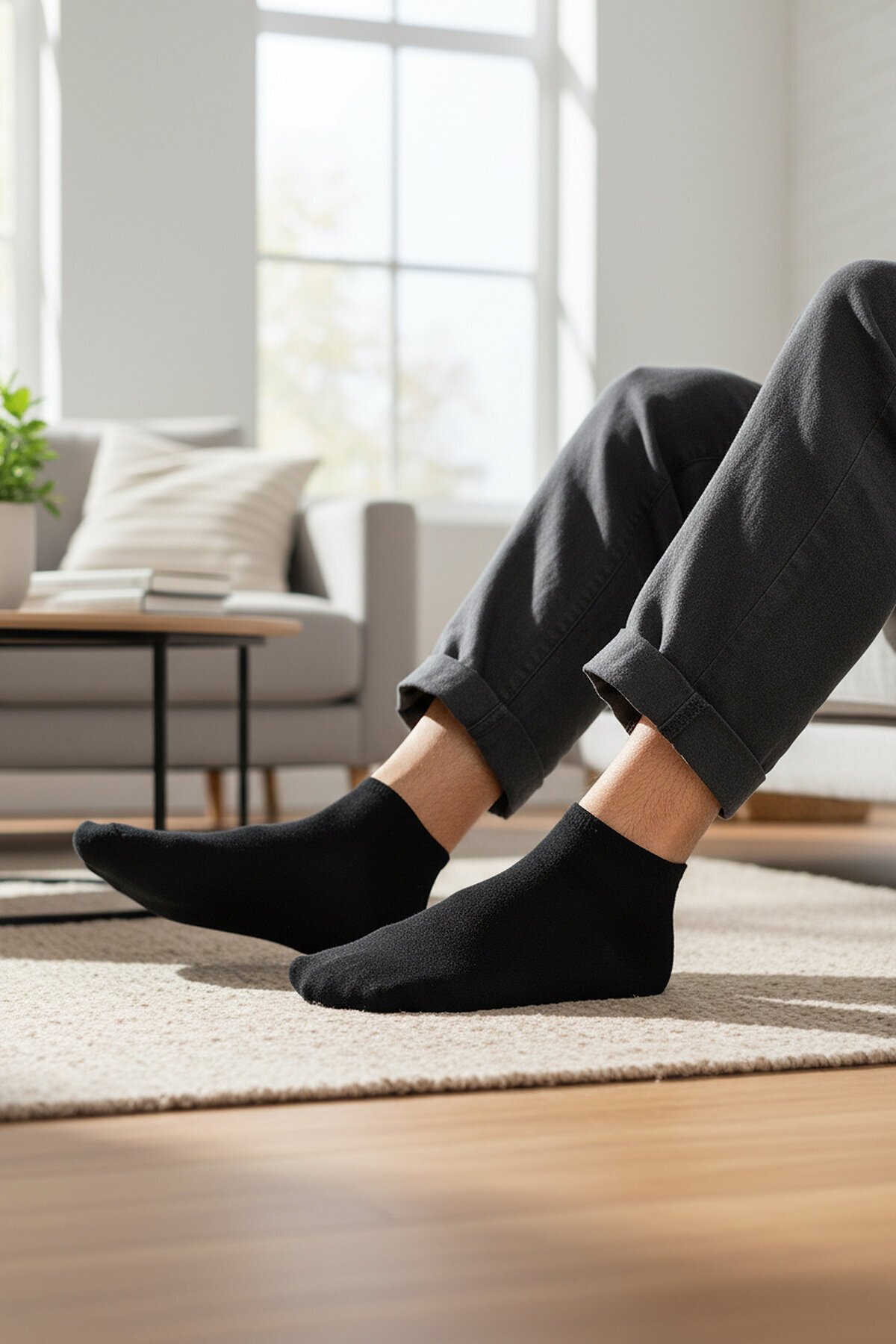 Siyah Unisex Bambu Patik Çorap BMB-2183 
