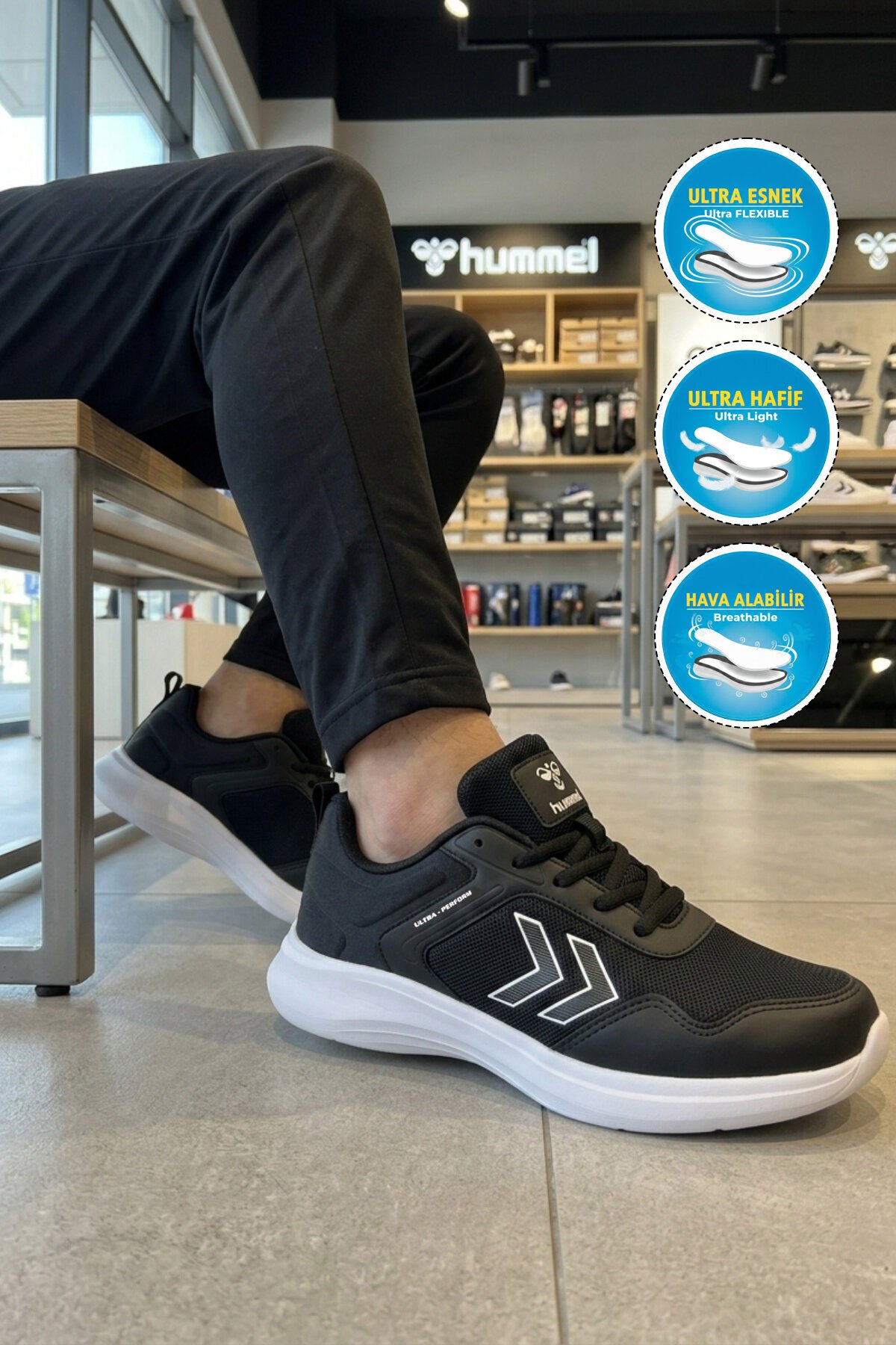 Siyah Tekstil Hafif Esnek Unisex Spor Ayakkabı 900901Perform Actıon