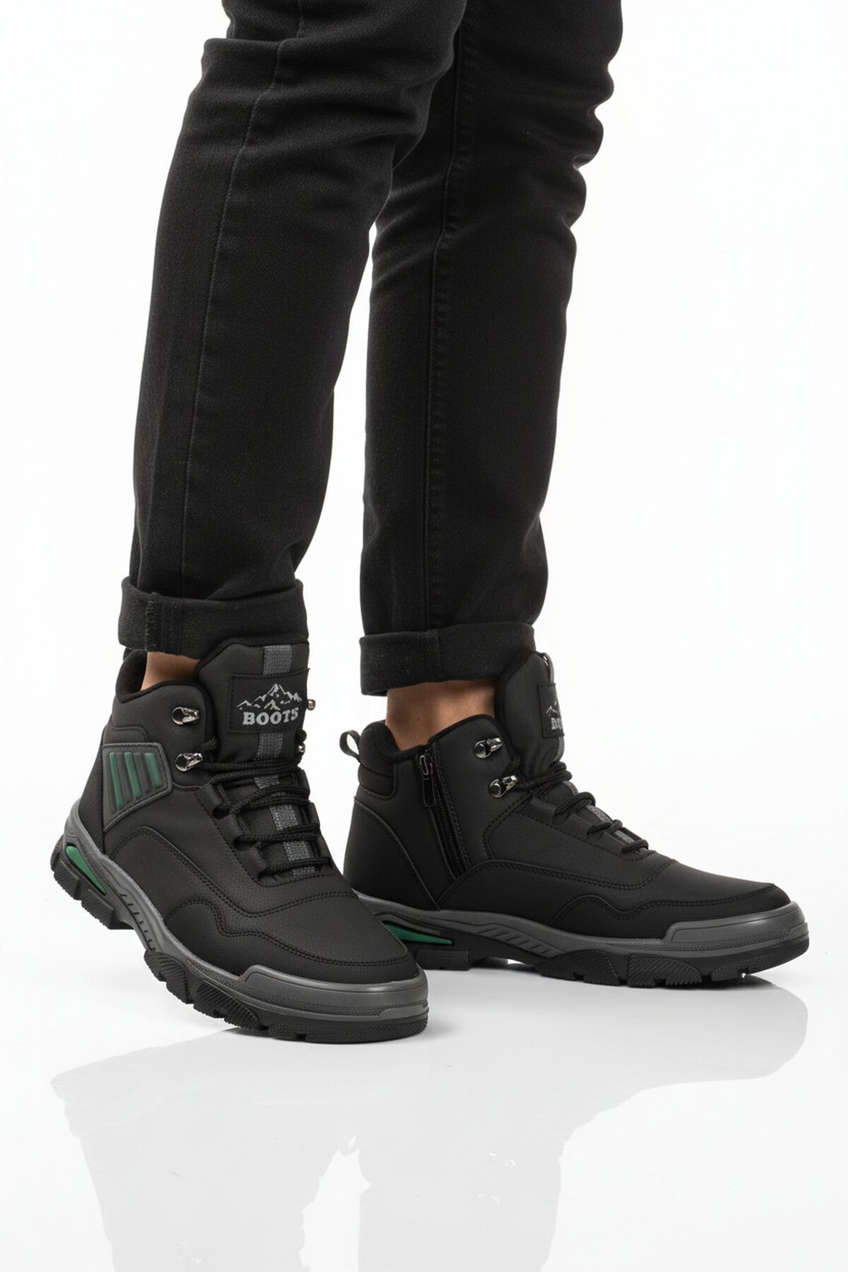 Siyah-Yeşil Polarlı Unisex Outdoor Bot 444 G