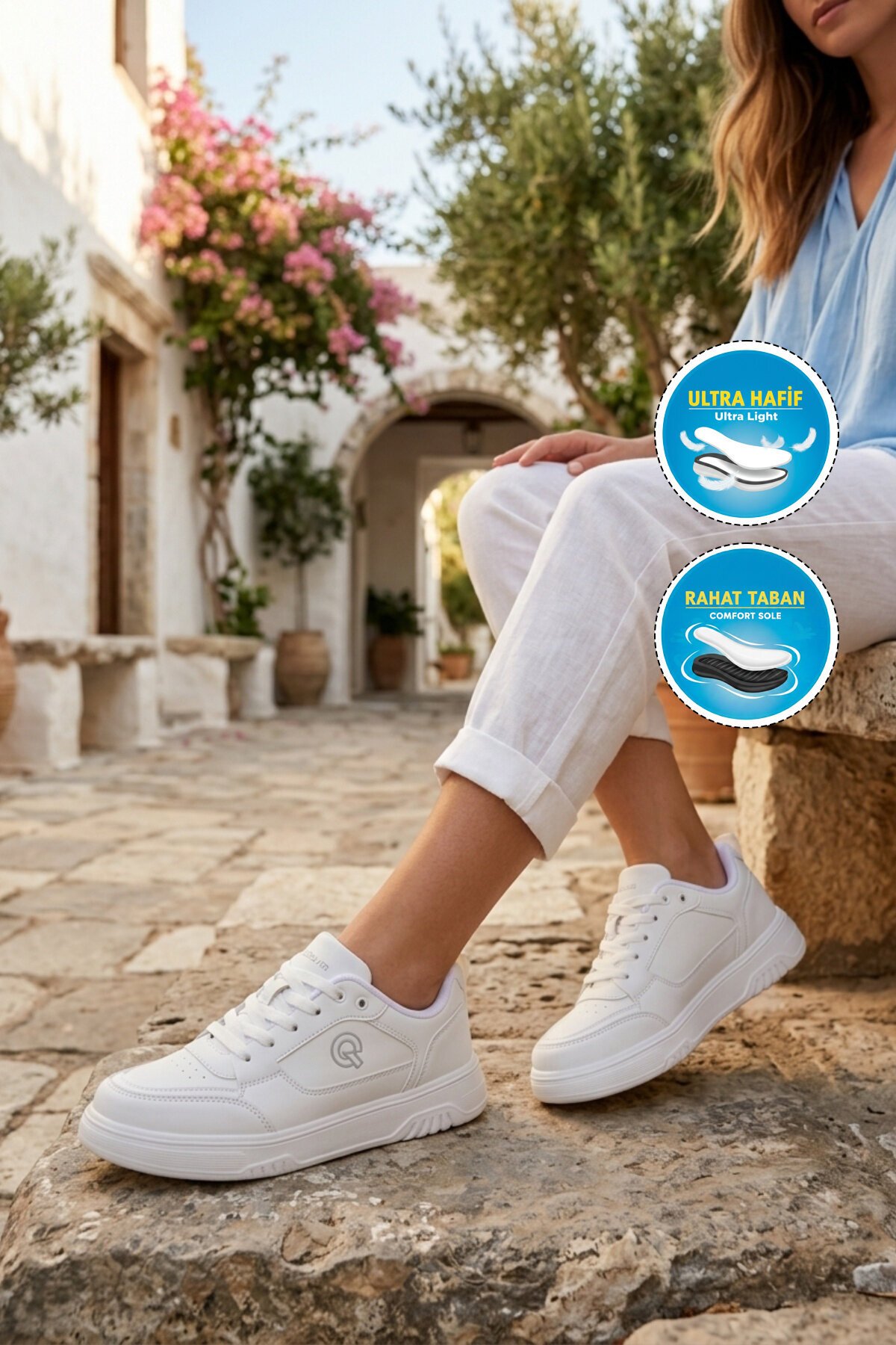 Beyaz-Beyaz Unisex Spor Ayakkabı BST-2081 G