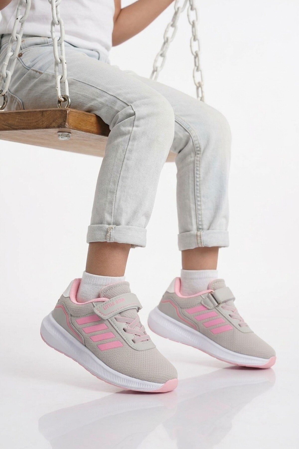 Buz-Pembe Cırtlı Kız Çocuk Spor Ayakkabı 755 F