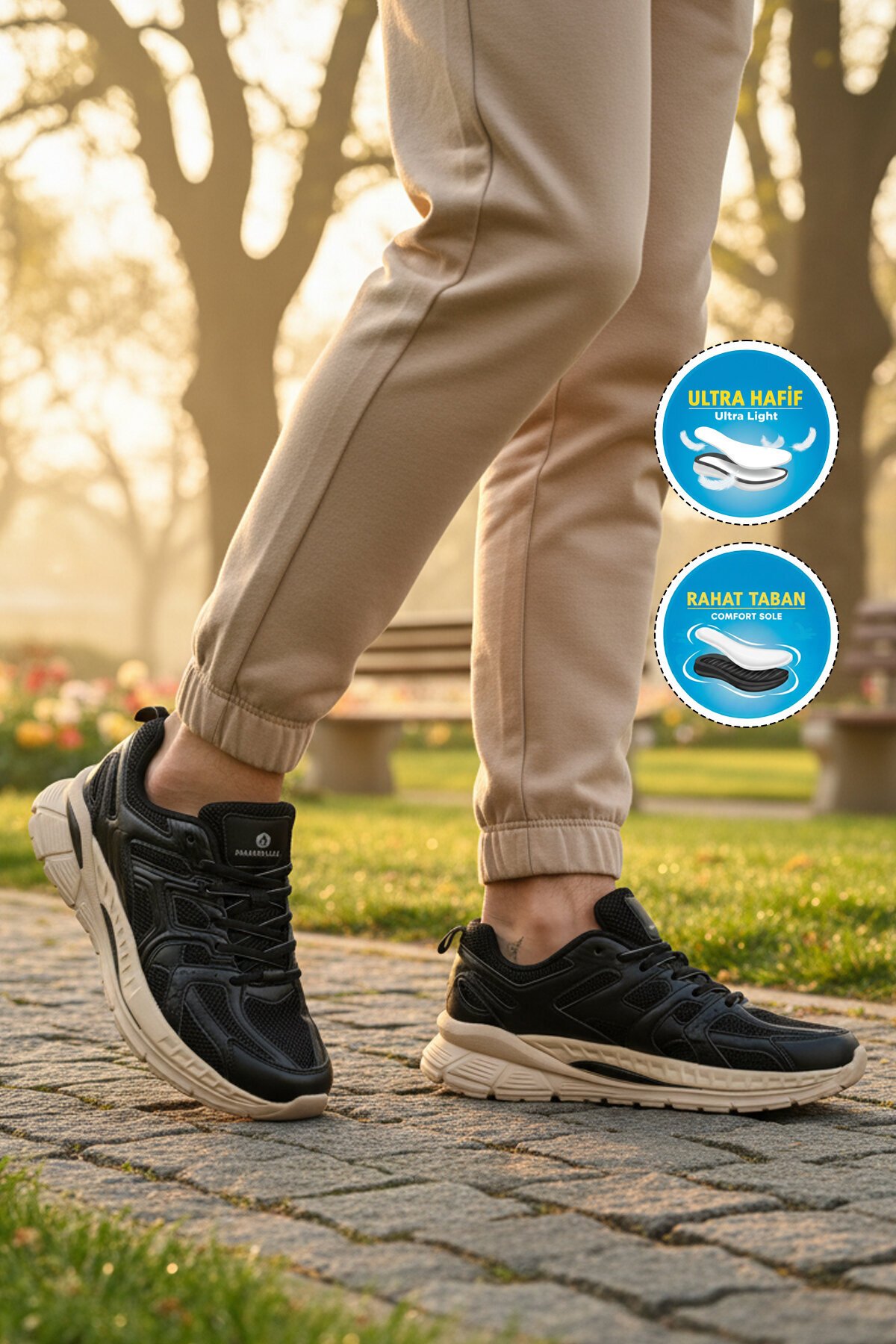 Siyah-Beyaz ComfortSole Taban Erkek Spor Ayakkabı Blausee M