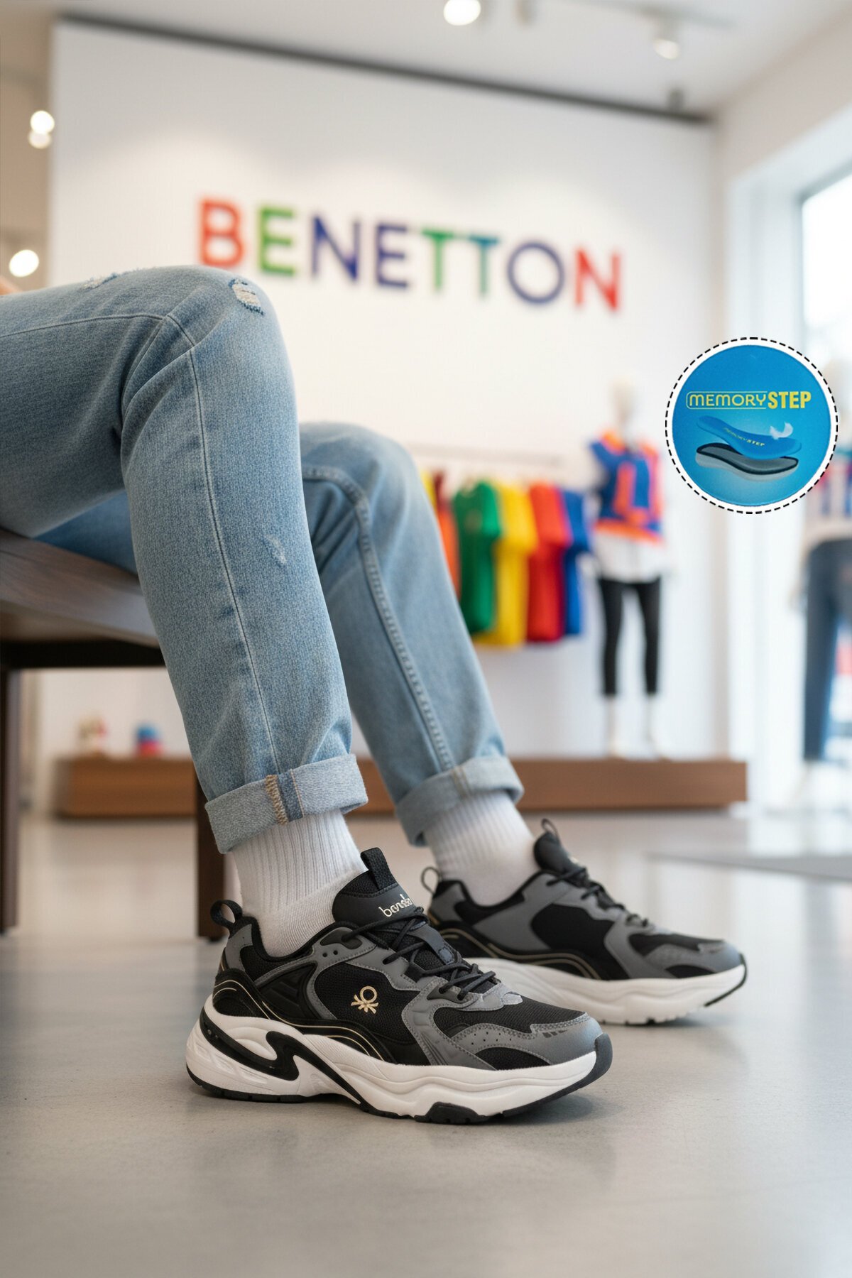 Siyah-Beyaz Unisex Spor Ayakkabı BNI-12089 M