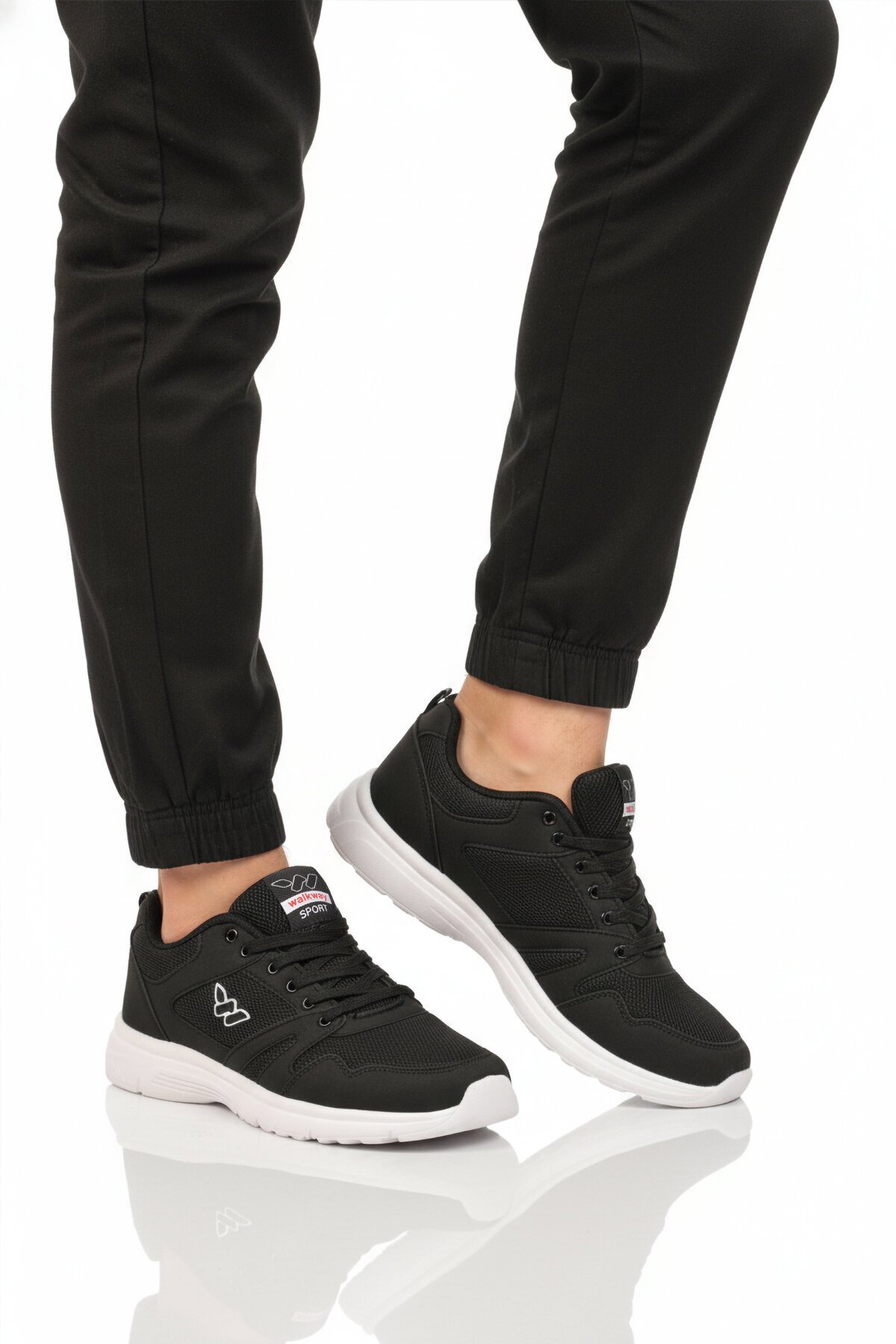 Siyah-Beyaz Tekstil Hafif Erkek Spor Ayakkabı 020 M