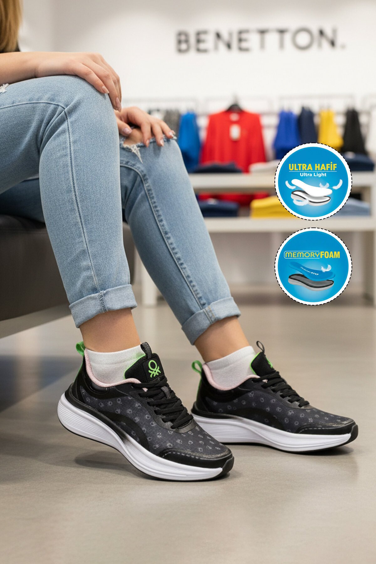 Siyah-Beyaz Kadın Spor Ayakkabı BNI-11441 G