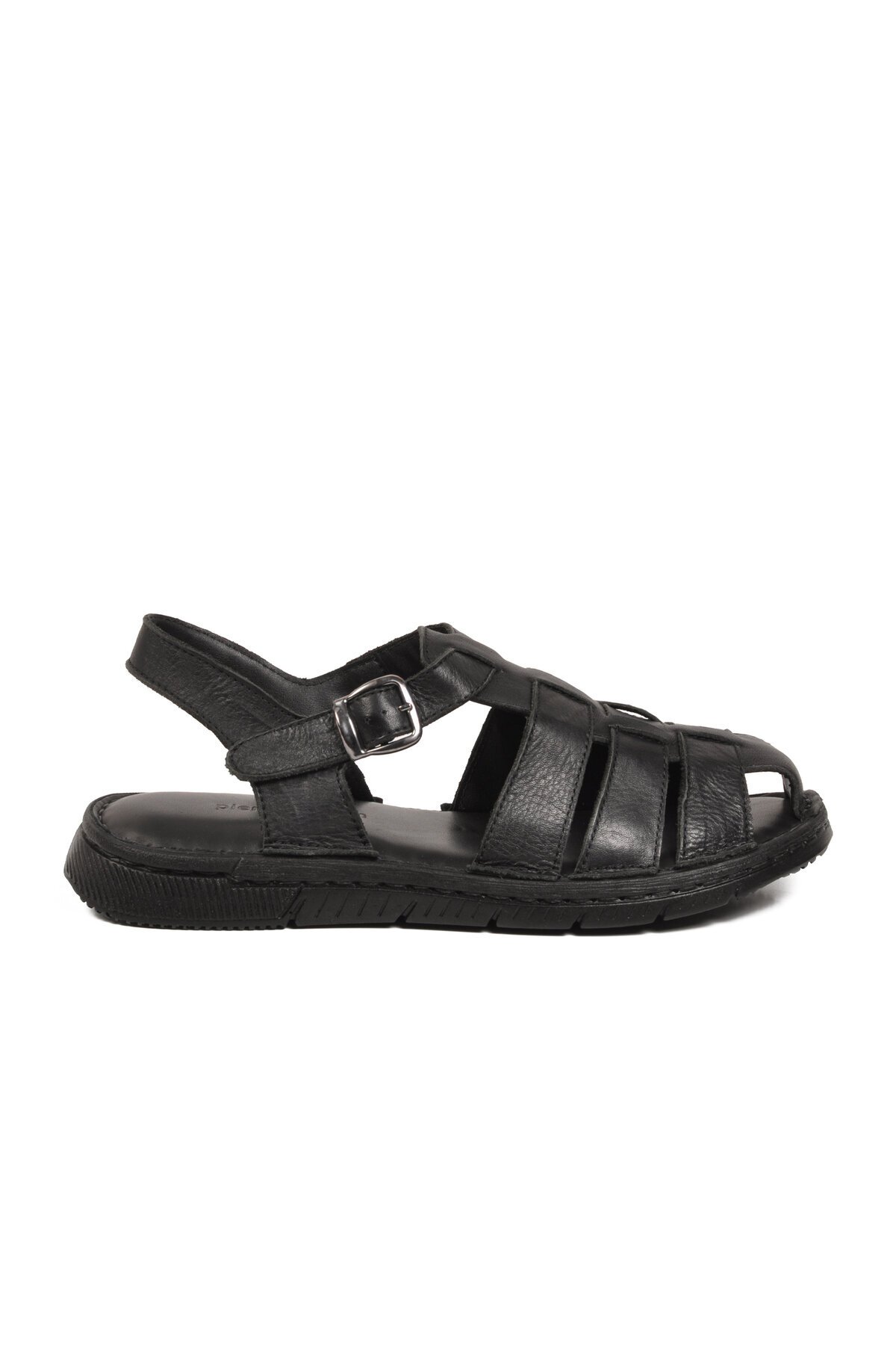 Siyah Hakiki Deri Erkek Sandalet PC-7462 M