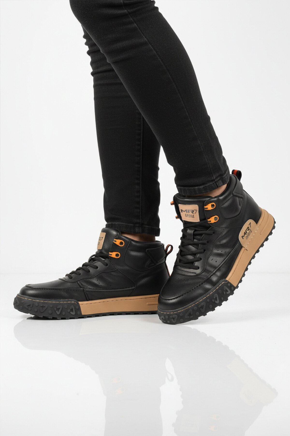 Siyah Hakiki Deri Erkek Bilek Boy Sneaker 152-18111 M