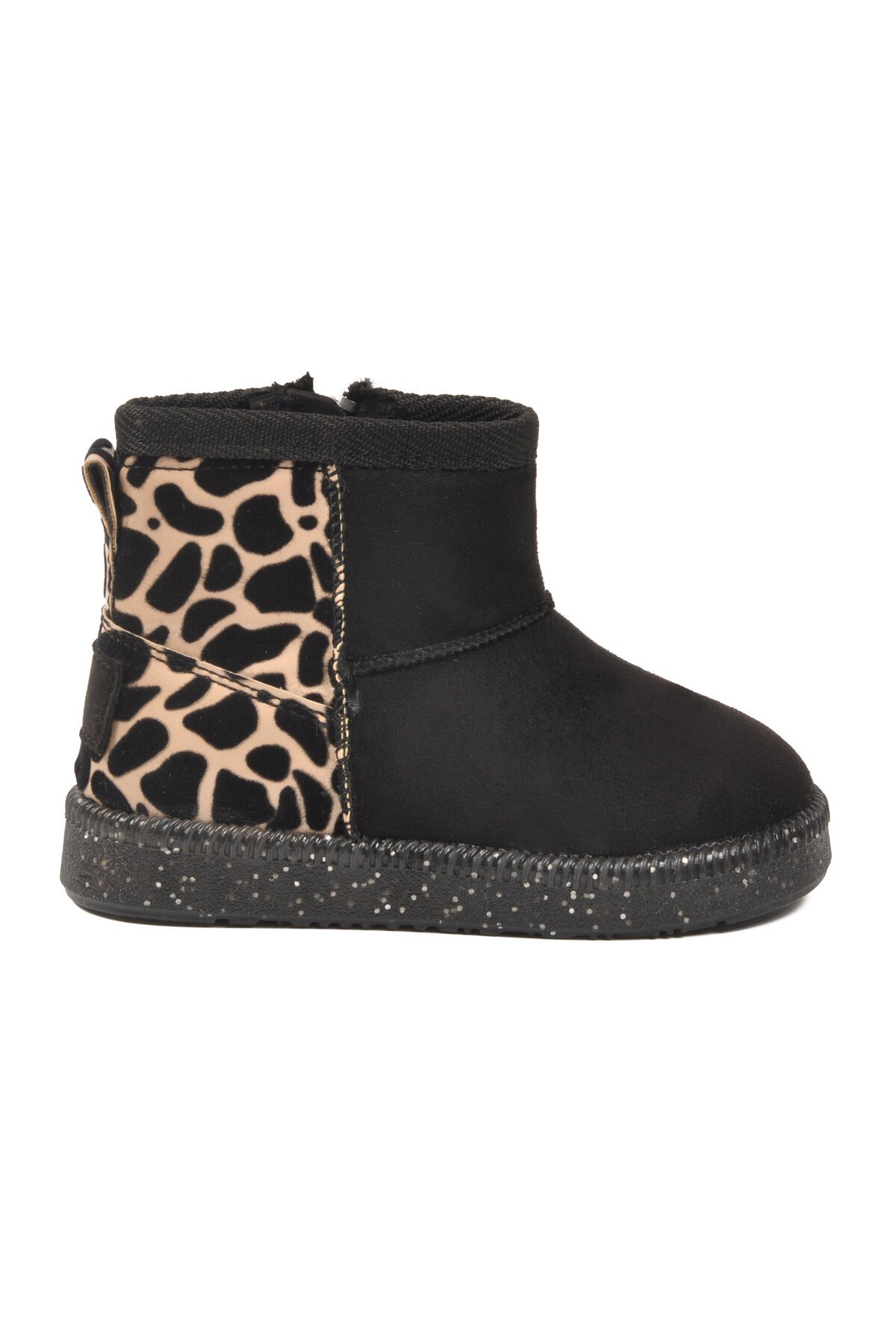 Siyah Leopar İçi Kürklü Bebek Bot 1212 B