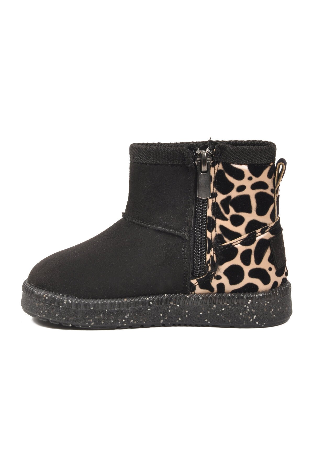 Siyah Leopar İçi Kürklü Bebek Bot 1212 B