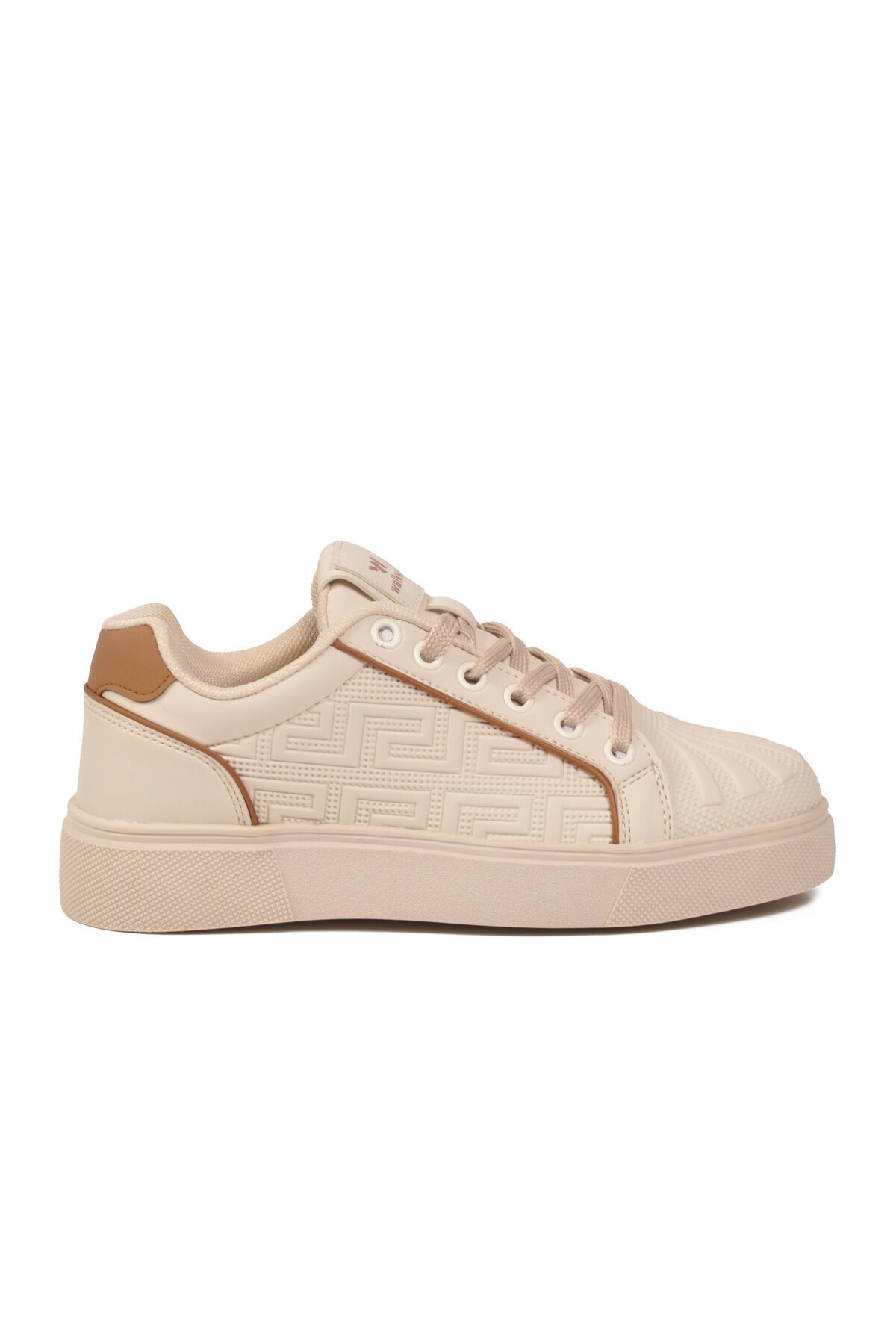 Unisex Bağcıklı Kalın Taban Spor Ayakkabı Bej Şık Rahat Casual Ayakkabı Sneaker 26201
