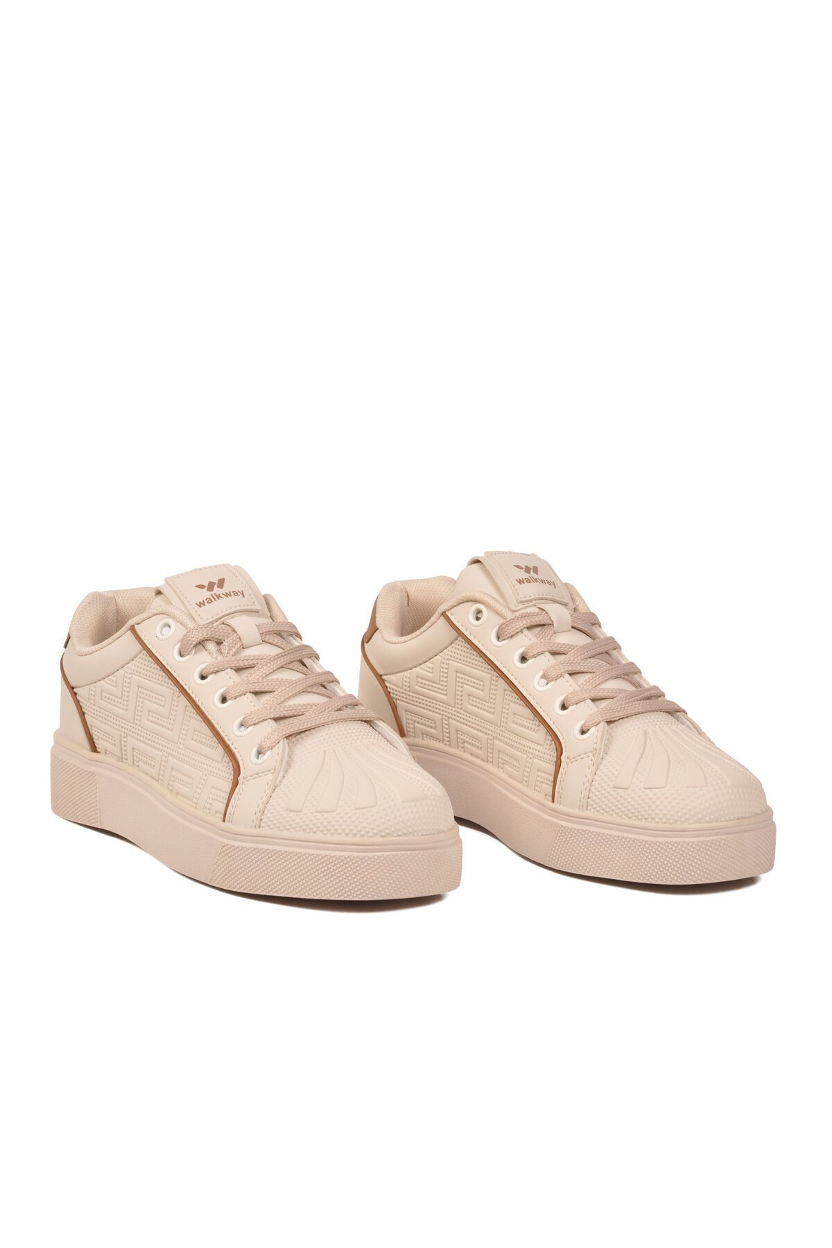 Unisex Bağcıklı Kalın Taban Spor Ayakkabı Bej Şık Rahat Casual Ayakkabı Sneaker 26201