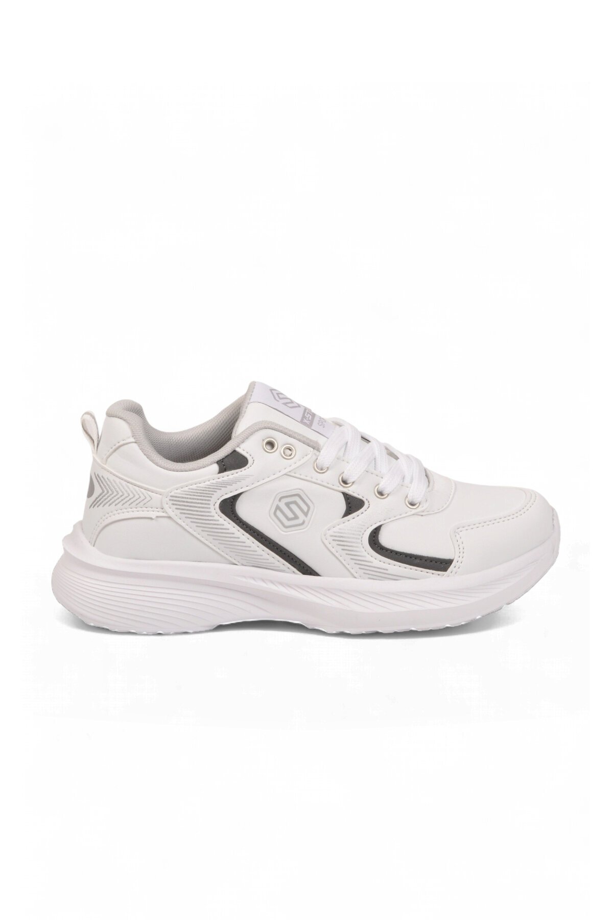 Bağcıklı Kalın Rahat Taban Hafif Esnek Beyaz Unisex Yürüyüş ve Spor Ayakkabı Sneaker 2032