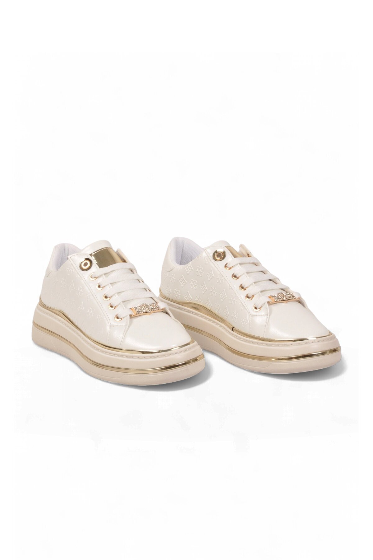 Kadın Beyaz Cilt Bağcıklı Sneaker Kadın Şık Rahat Casual Yürüyüş Ayakkabı 431173