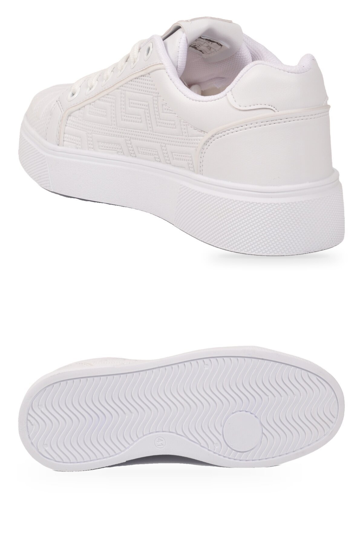 Unisex Bağcıklı Kalın Taban Spor Ayakkabı Beyaz Şık Rahat Casual Ayakkabı Sneaker 26201