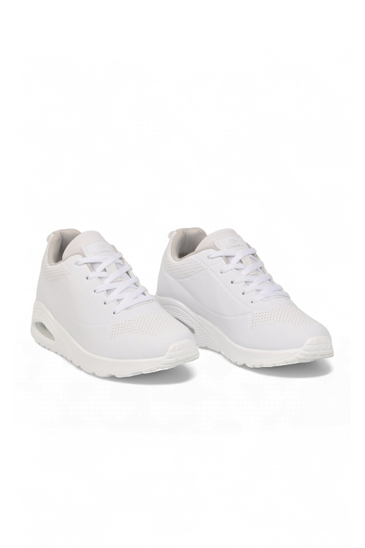 Bağcıklı Kalın Tabanlı Beyaz Unisex Yürüyüş ve Spor Ayakkabı Sneaker 5101