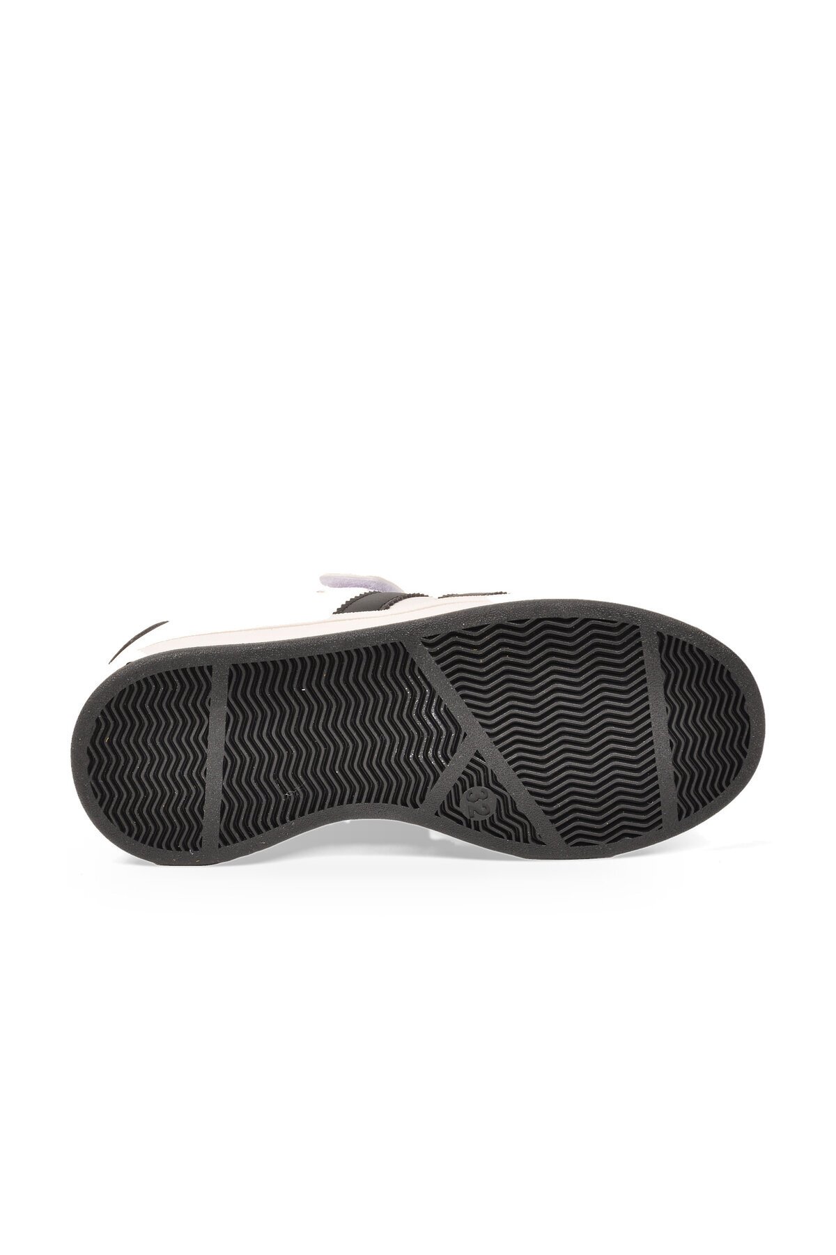Cırt Bantlı Kalın Rahat Taban Beyaz-Siyah Unisex Çocuk Yürüyüş ve Spor Ayakkabı Sneaker Coop