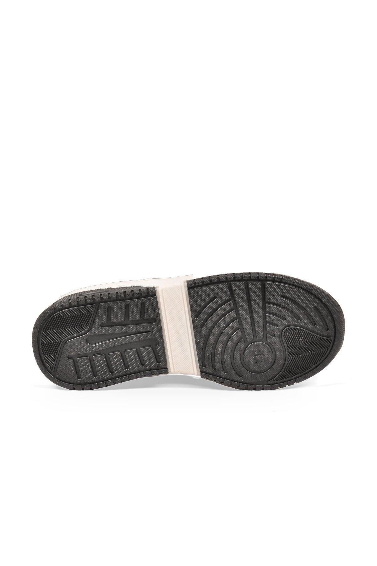 Cırt Bantlı Kalın Rahat Taban Beyaz-Siyah Unisex Çocuk Yürüyüş ve Spor Ayakkabı Sneaker Foor