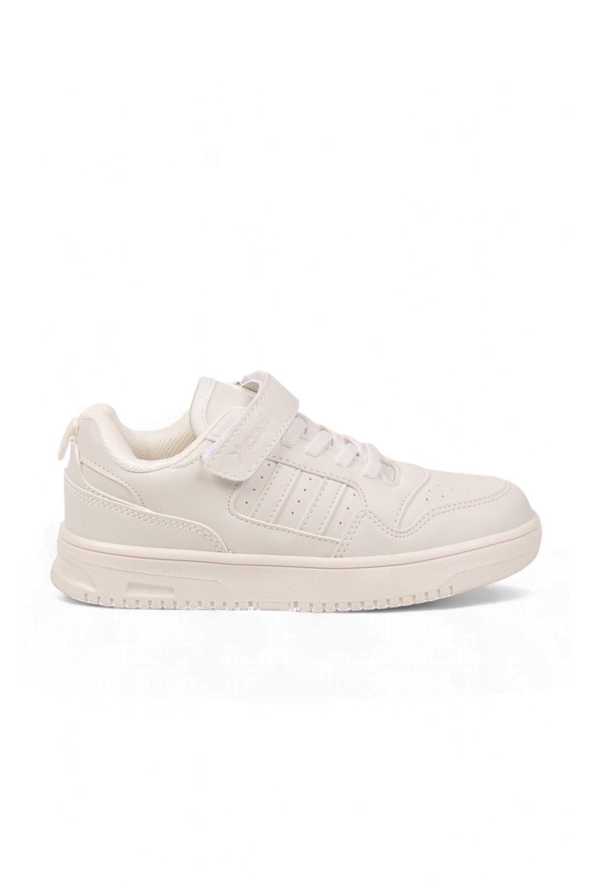 Cırt Bantlı Kalın Rahat Taban Beyaz Unisex Çocuk Yürüyüş ve Spor Ayakkabı Sneaker Foor