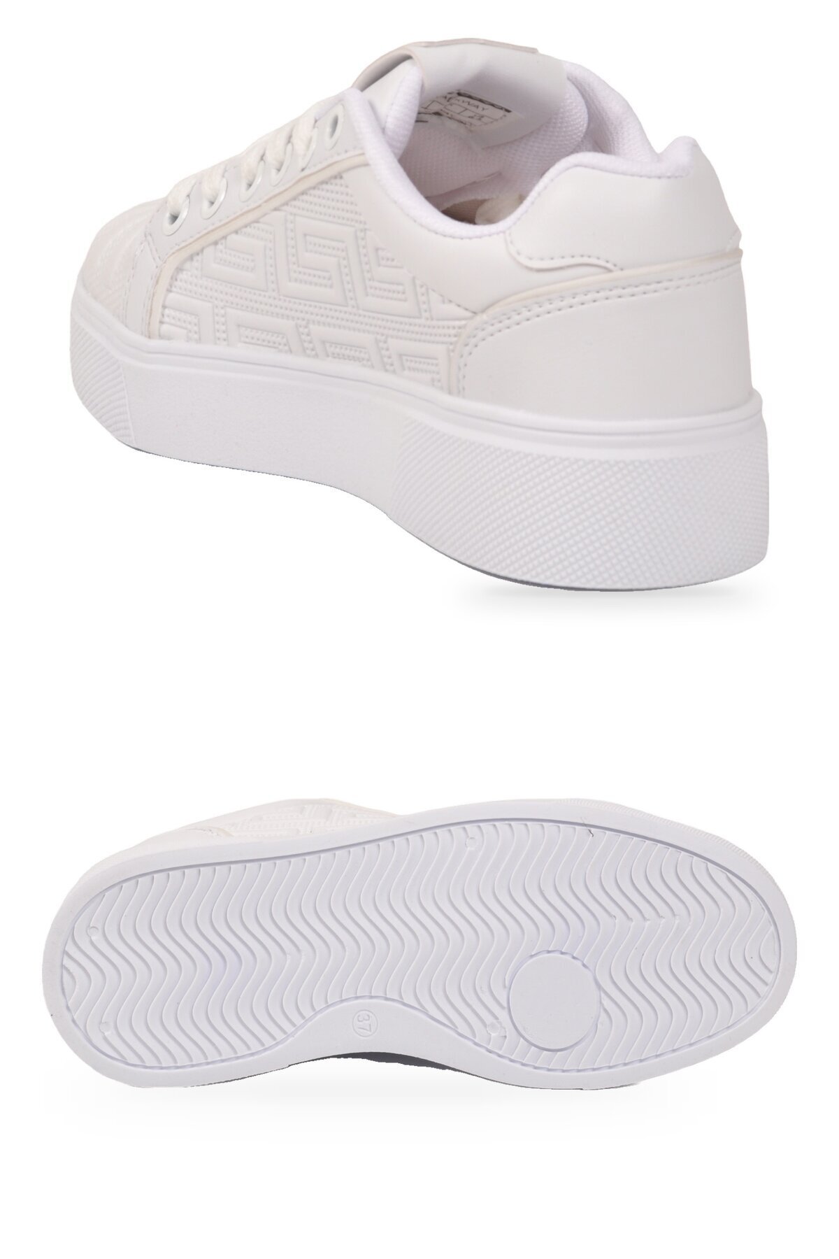 Erkek Bağcıklı Kalın Taban Spor Ayakkabı Beyaz Şık Rahat Casual Ayakkabı Sneaker 26201
