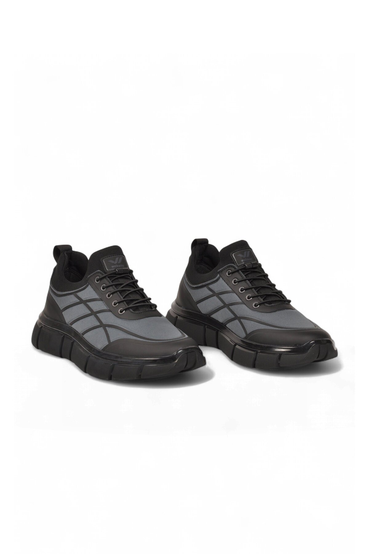 Erkek Lastik Bağcıklı Kalın Rahat Konfor Taban Füme Yürüyüş ve Spor Ayakkabı Sneaker Stride
